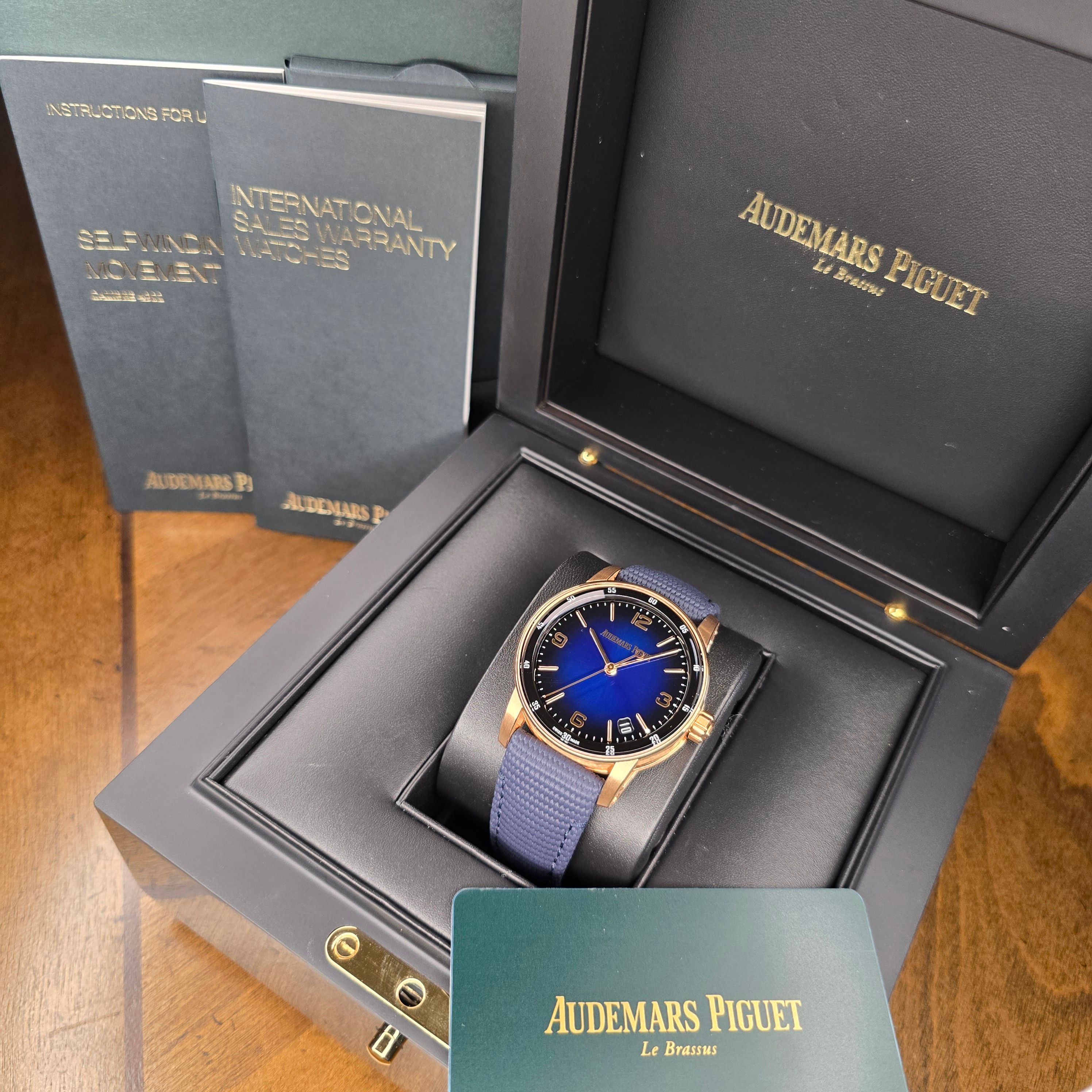 Audemars Piguet Code Smoke Blue Watch Ref 11.59 15210OR Full Set