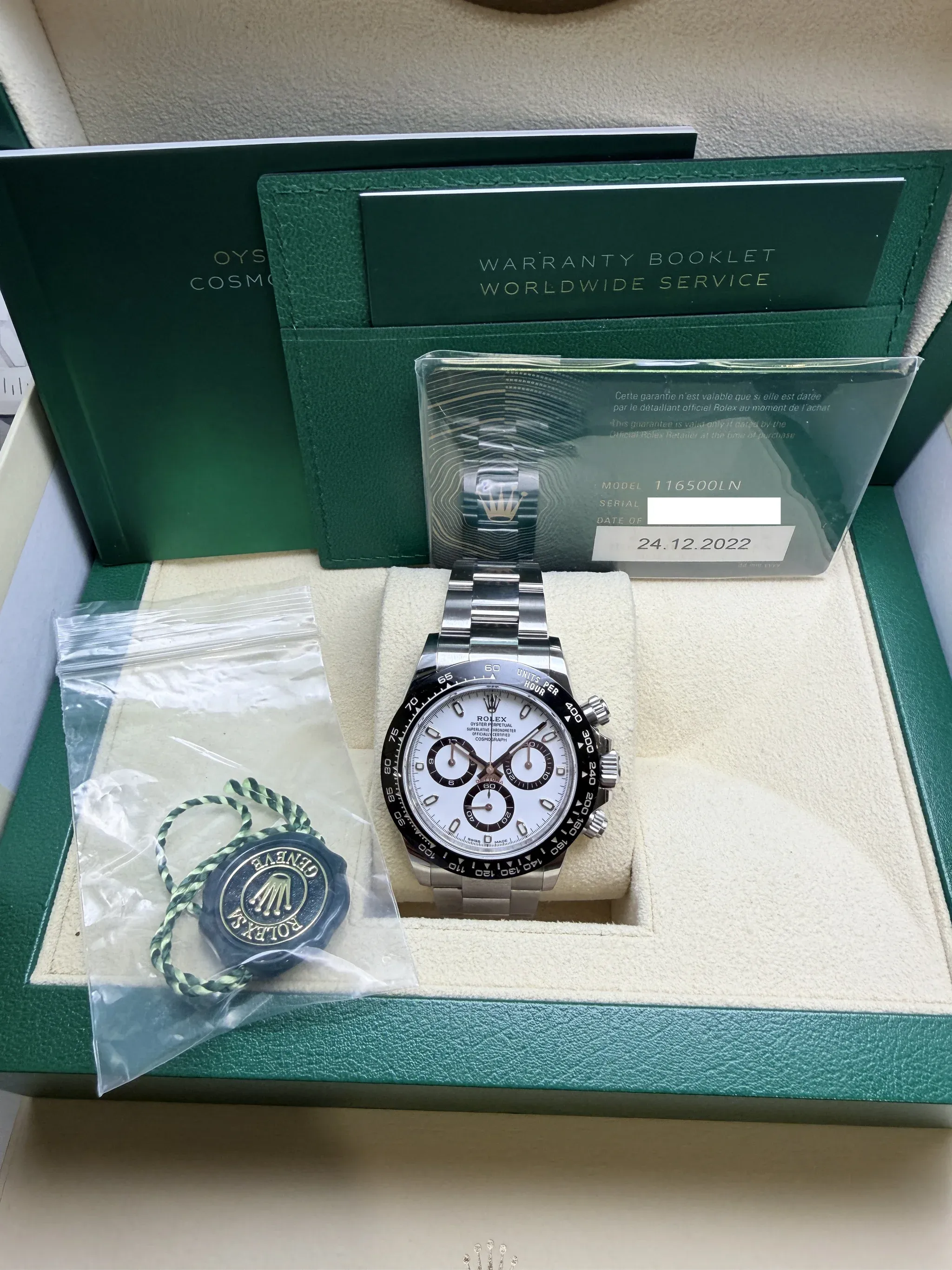 アットラスト　セットアップ　上40 下32 2022 Rolex Daytona Panda Wach Ref. 116500LN Full Set — Auction Ended