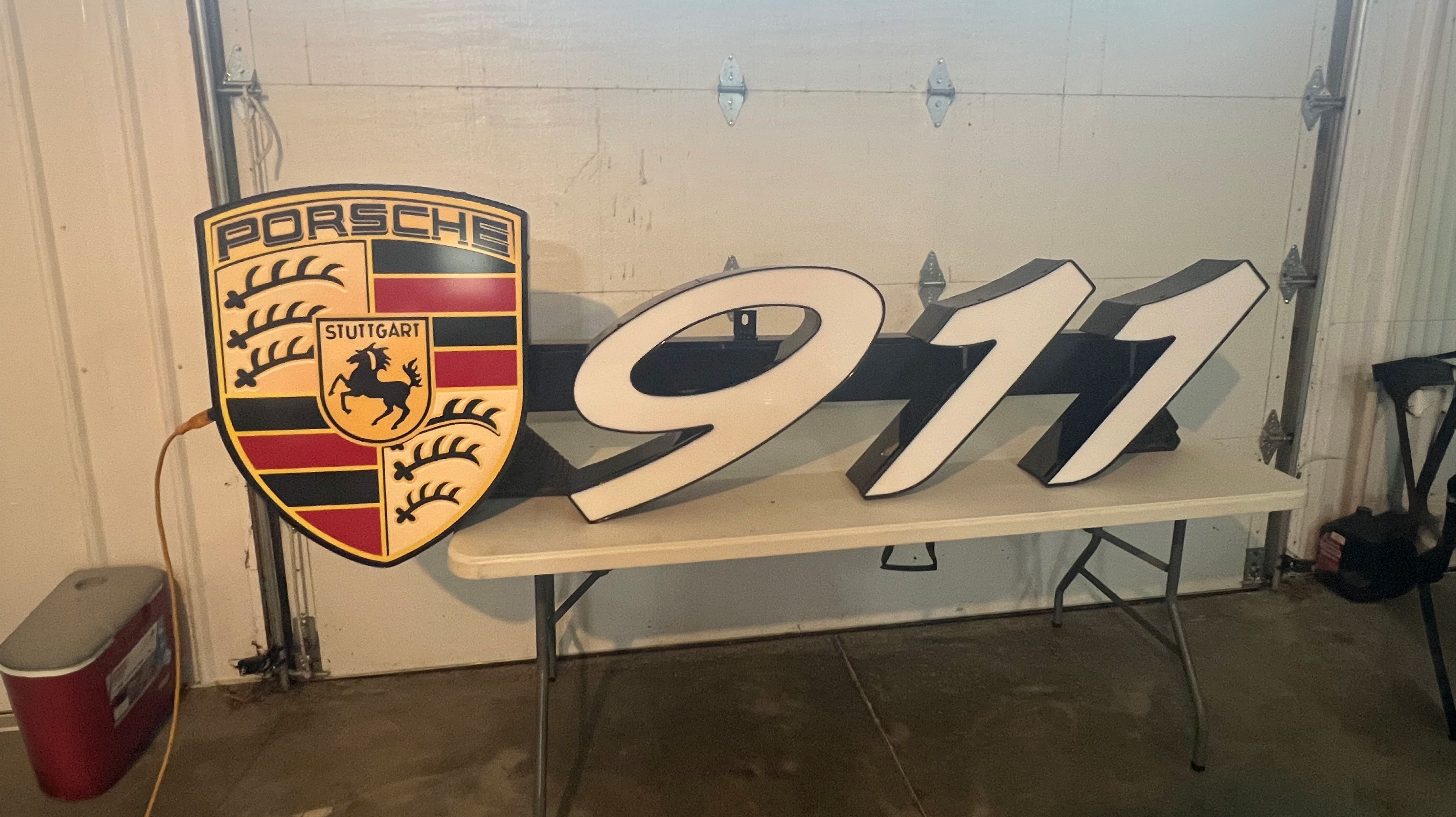 Illuminated Porsche 911 Sign with Crest for Sale — $1,500 | PCARMARKET