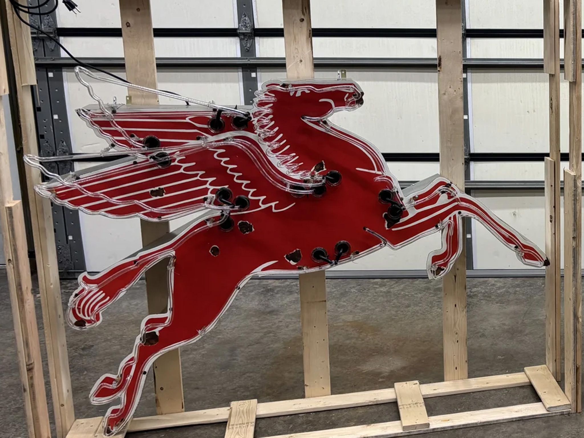 Custom Made Mobil Pegasus Left and Right Neon Signs — Auction Ended