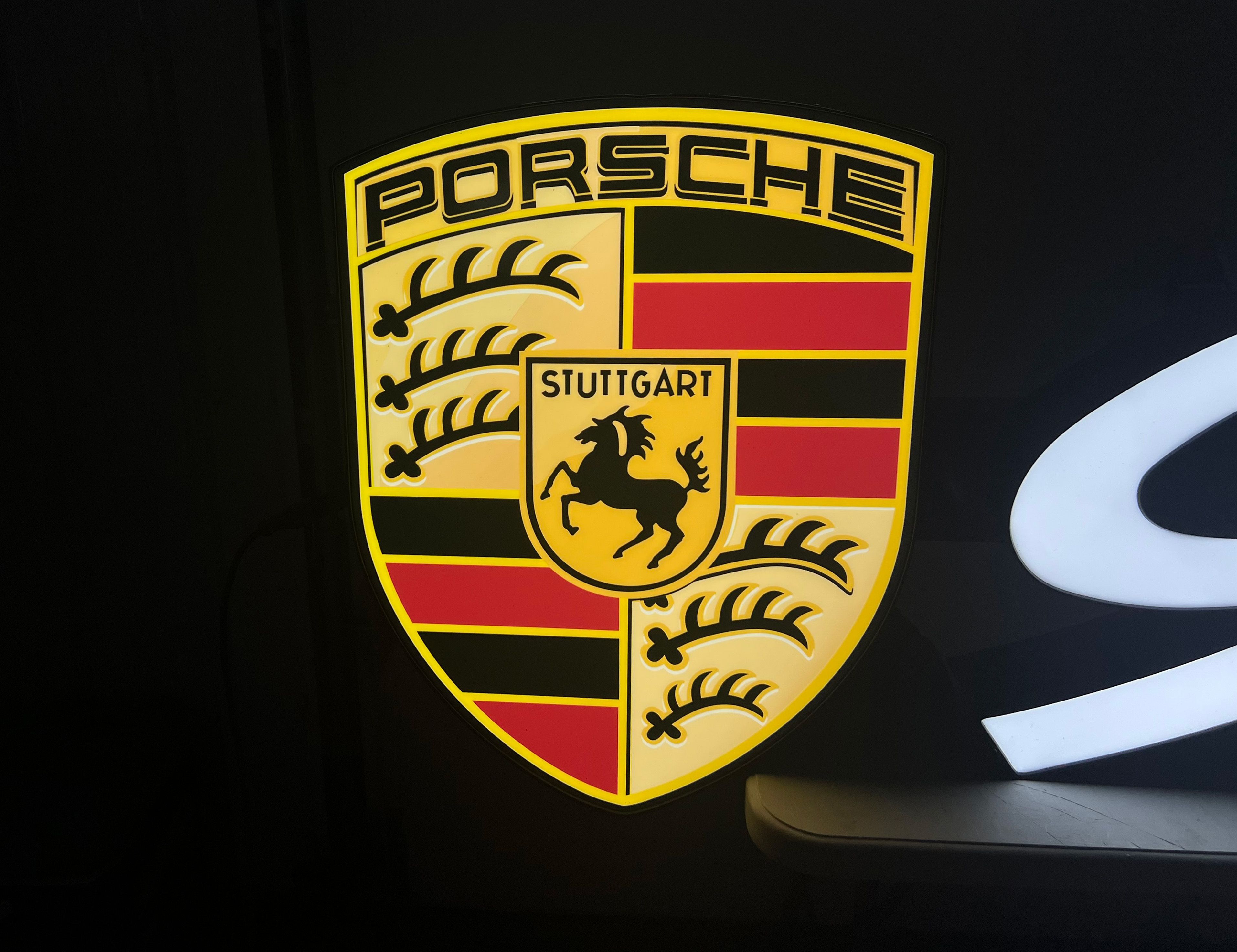 Illuminated Porsche 911 Sign with Crest for Sale — $1,500 | PCARMARKET