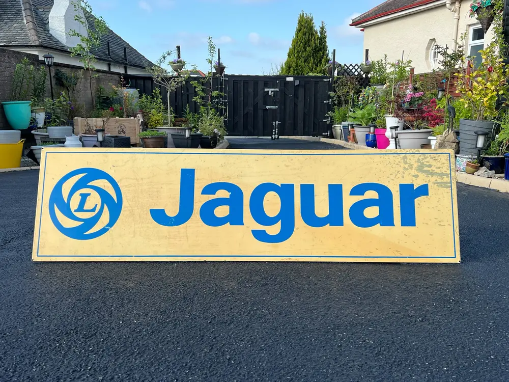 1970s JAGUAR BRITISH LEYLAND ALUMINUM SIGN — Auction Ended