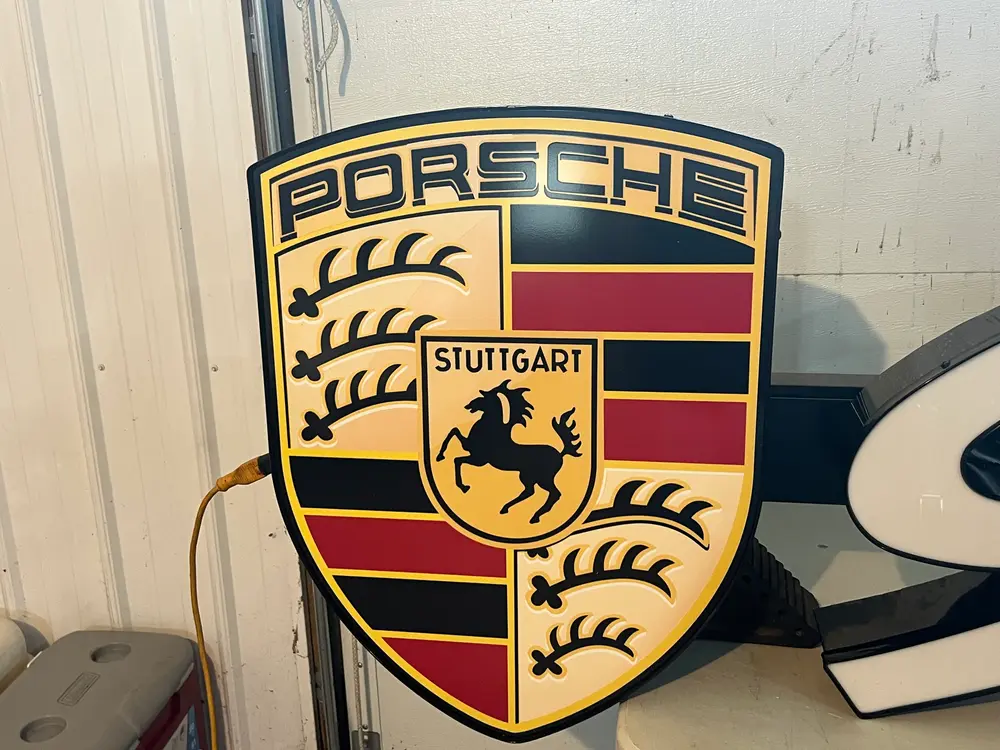 Illuminated Porsche 911 Sign with Crest for Sale — $1,500 | PCARMARKET