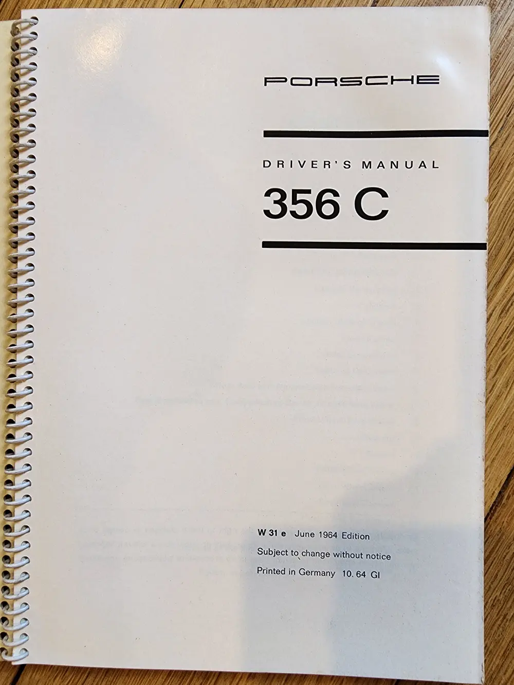 Original Porsche 356 C Driver's Manual and Interior Color Chart