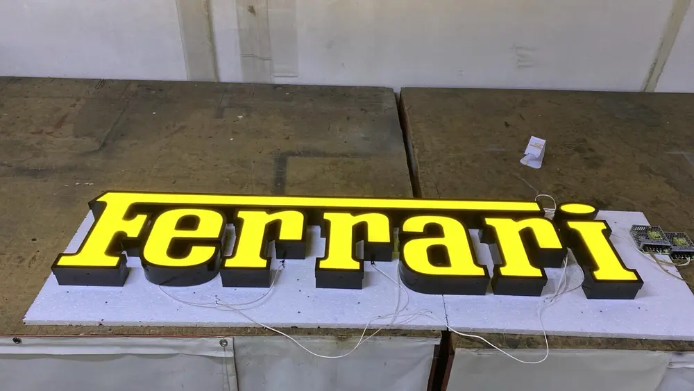 No Reserve Large Illuminated Ferrari Style Sign — Sold | PCARMARKET
