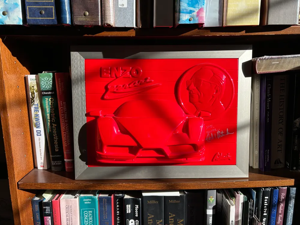 Ferrari Enzo Model and Signed Artwork by Artist Richard Pietruska