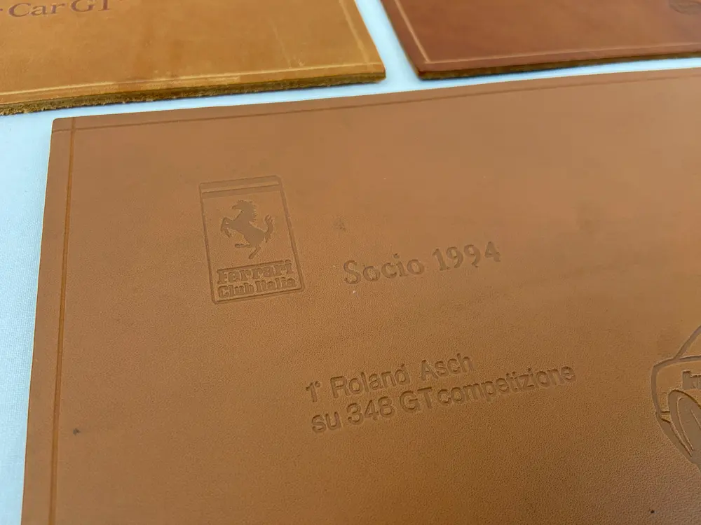 No Reserve Ferrari Club Italia Leather Commemorative Plaques By