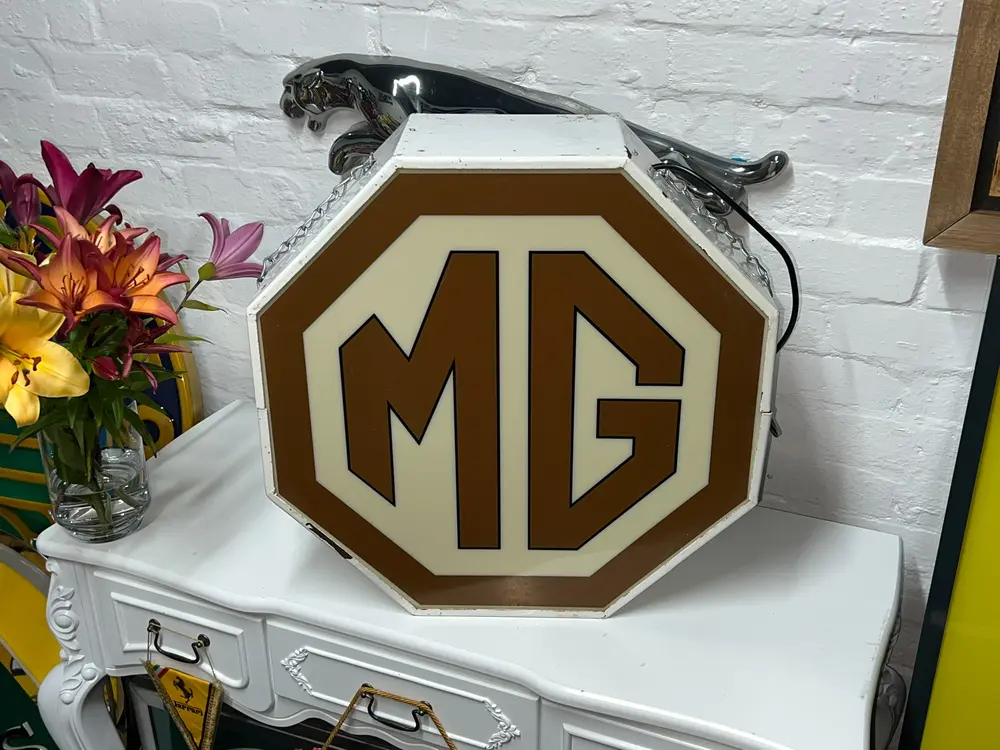 1960's Illuminated MG Dealership Double Sided Sign — Auction Ended