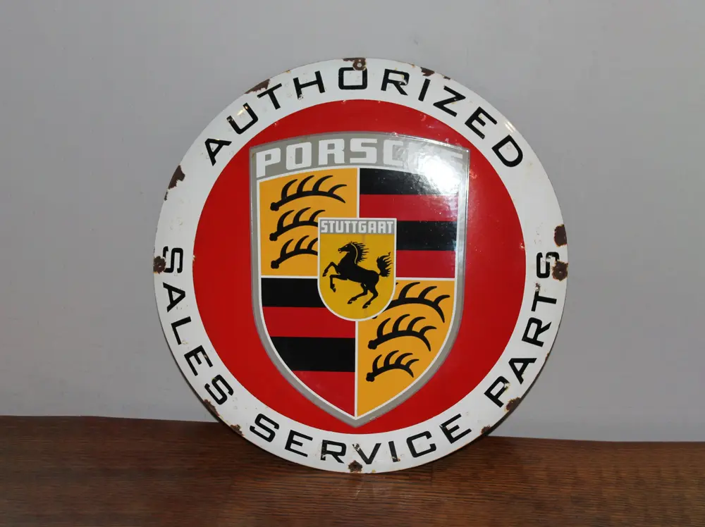 No Reserve Porsche 911 Perpetual Calendar & Porsche Enamel Sign — Sold