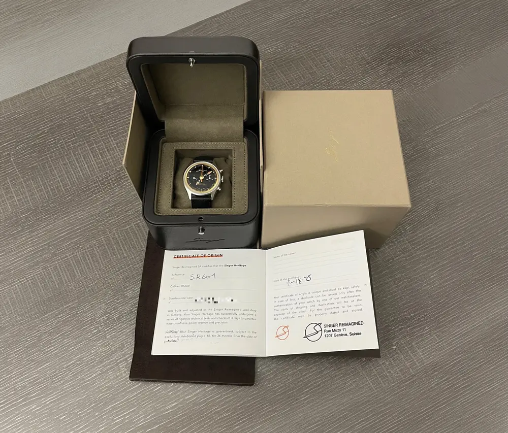 2025 Singer Reimagined Heritage Chronograph Watch Ref SR601 Full Set