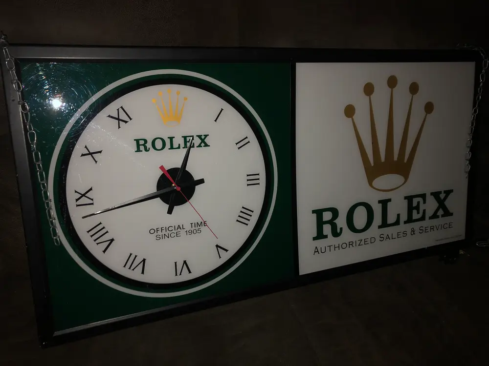 アンティーク　時計　サインボード Illuminated Vintage Rolex Clock Sign (36