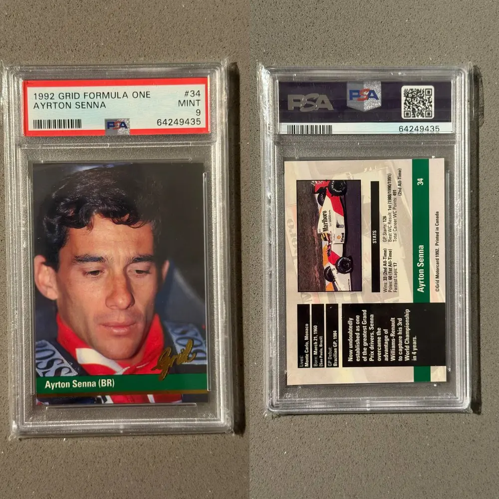 No Reserve Ayrton Senna 1:1 Scale Replica Helmet and PSA Cards — Sold