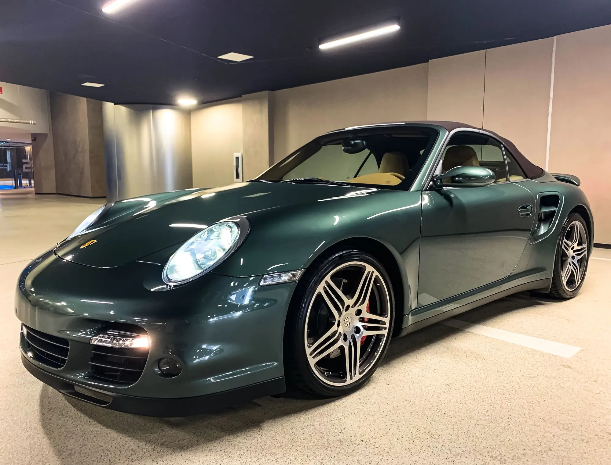 15K-Mile 2009 Porsche 997 Turbo Cabriolet 6-Speed Malachite Green
