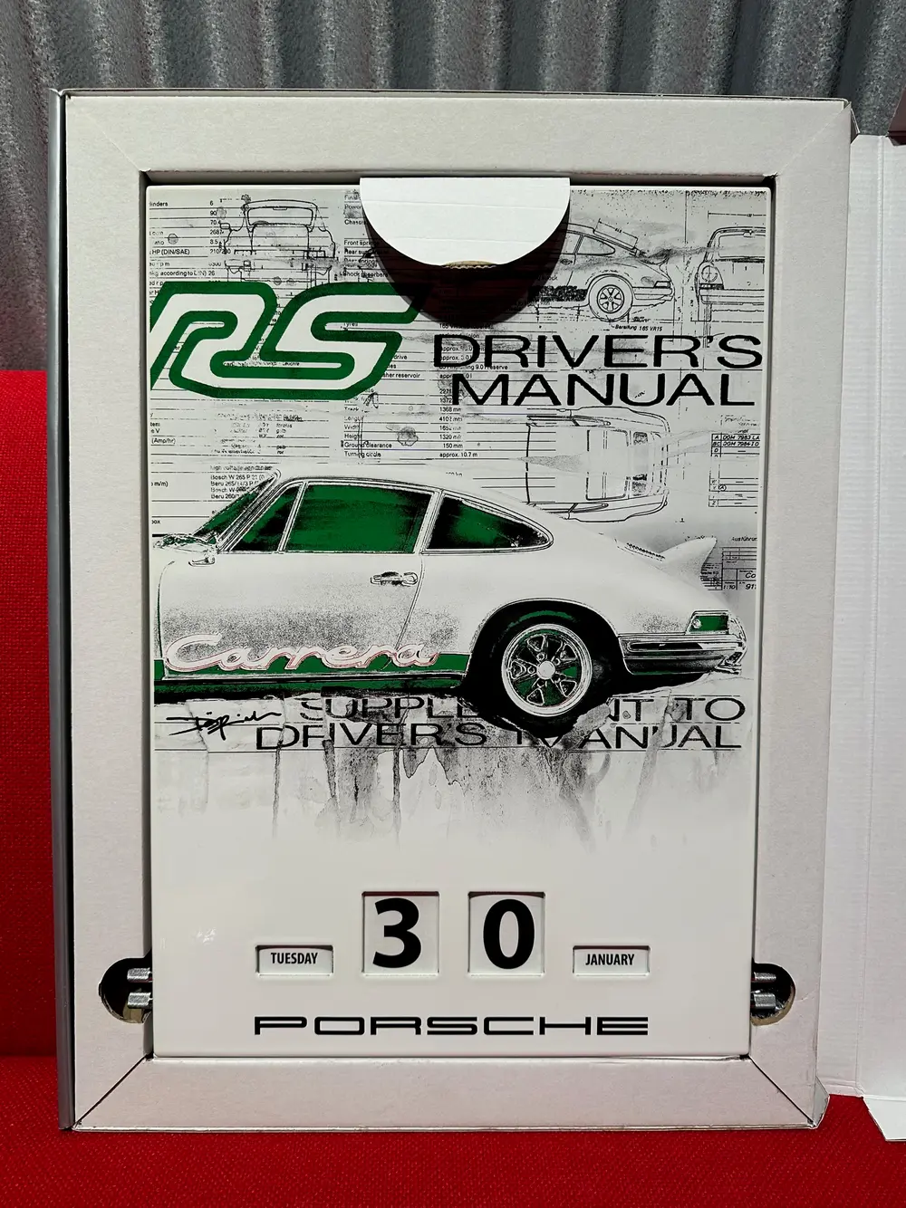 No Reserve Enamel Porsche Carrera RS 2.7 Perpetual Calendar w