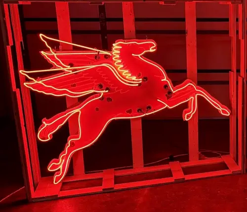 Custom Made Mobil Pegasus Left and Right Neon Signs — Auction Ended