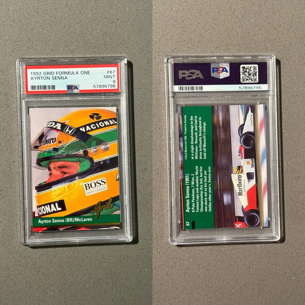 No Reserve Ayrton Senna 1:1 Scale Replica Helmet and PSA Cards — Sold