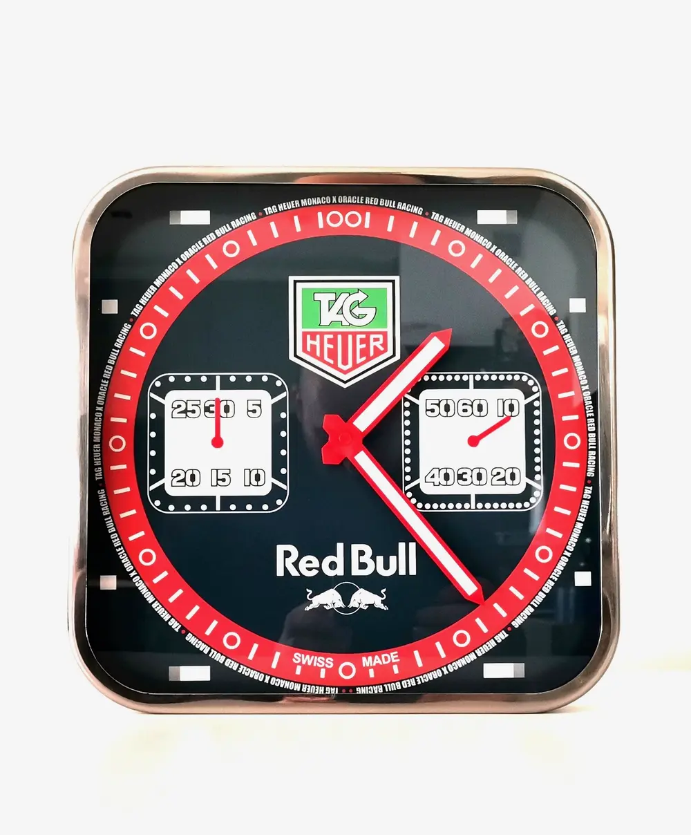 No Reserve TAG Heuer Monaco Red Bull Racing Wall Clock — Sold