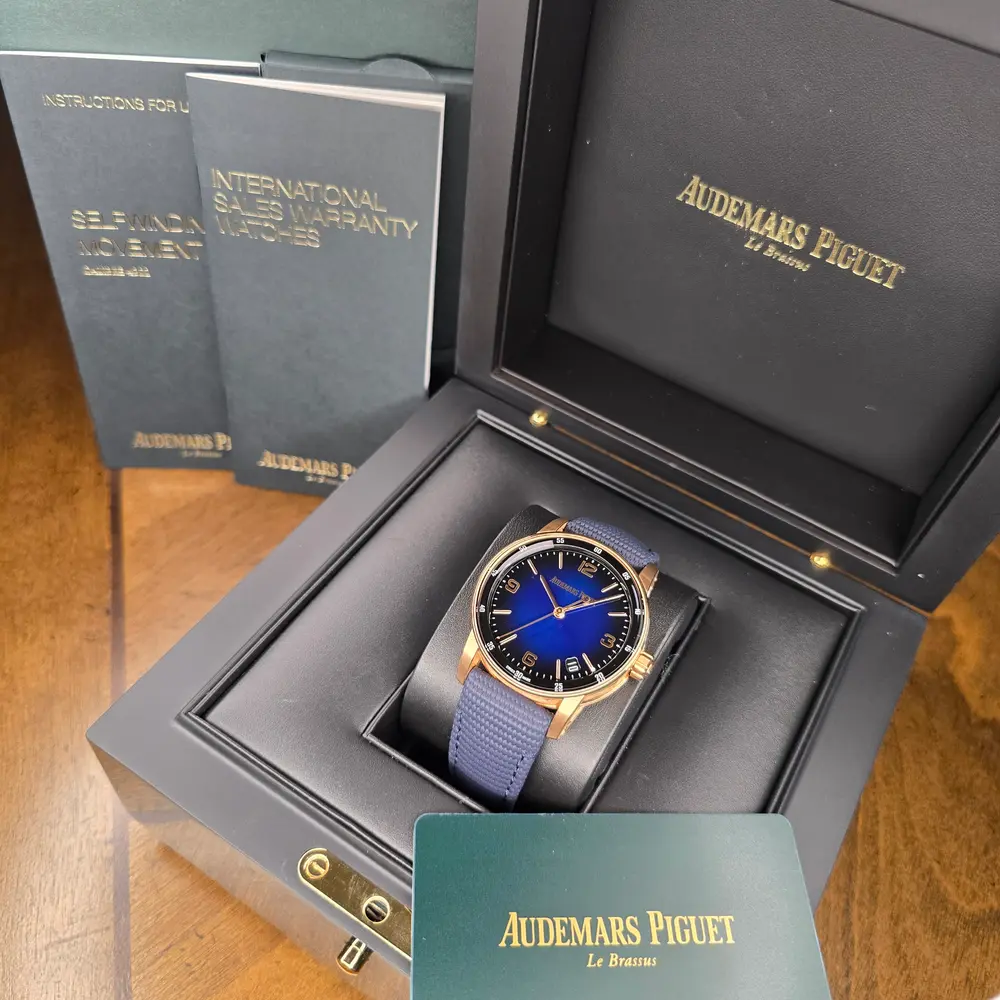 Audemars Piguet Code Smoke Blue Watch Ref 11.59 15210OR Full Set