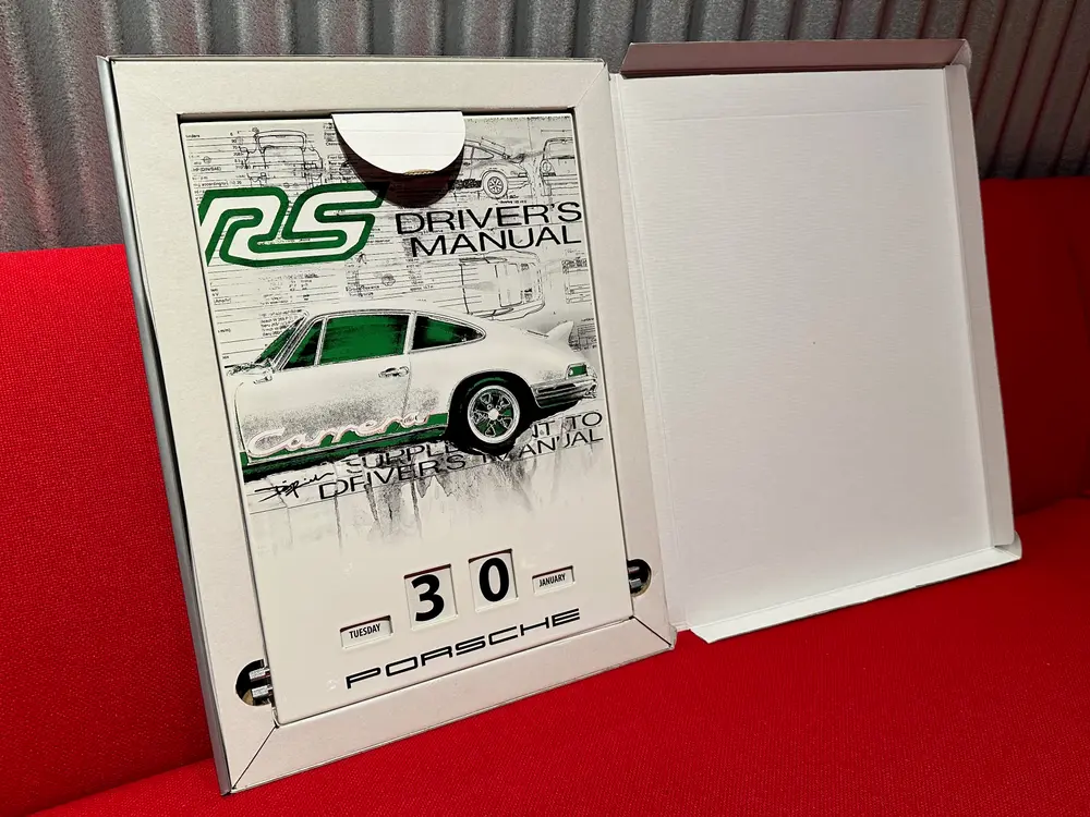No Reserve Enamel Porsche Carrera RS 2.7 Perpetual Calendar w