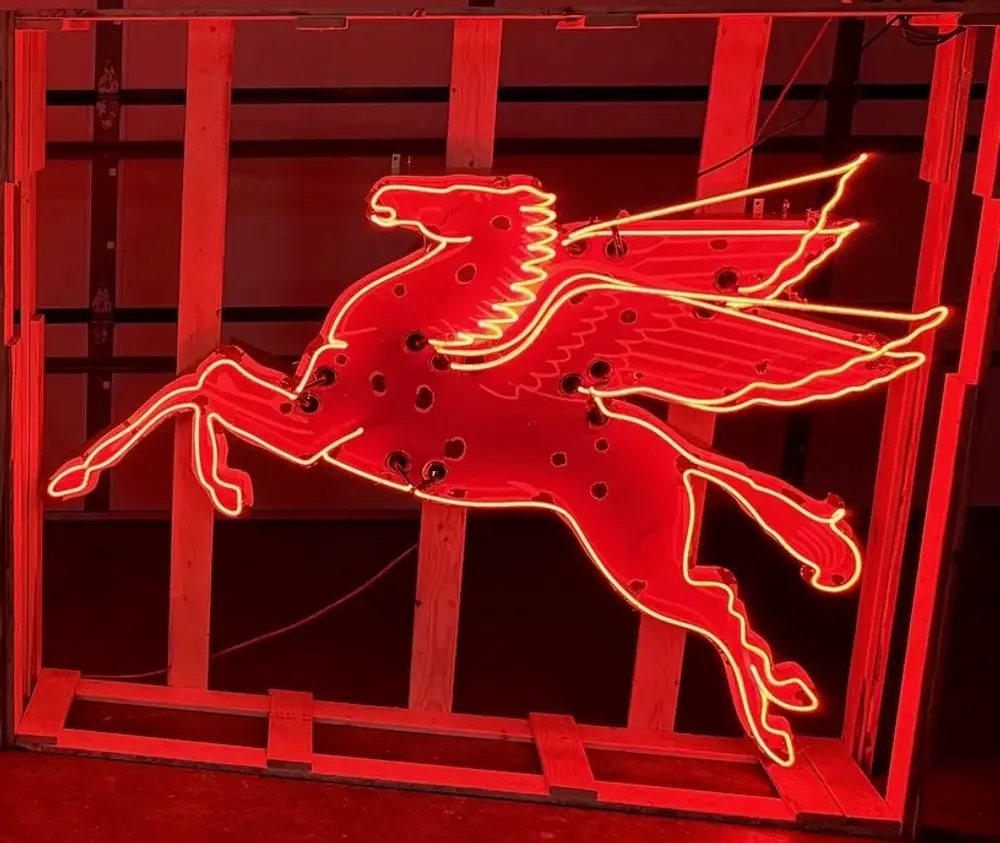 Custom Made Mobil Pegasus Left and Right Neon Signs — Auction Ended