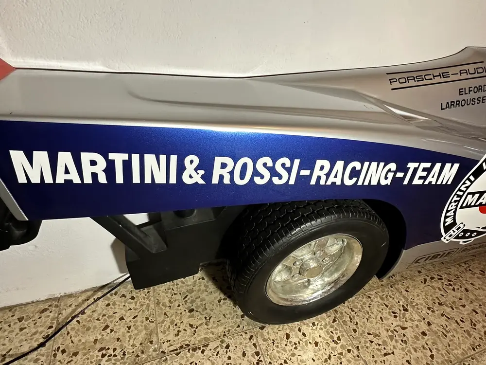 Illuminated Half of a Porsche 917 Martini Racing Wall Decor — Sold