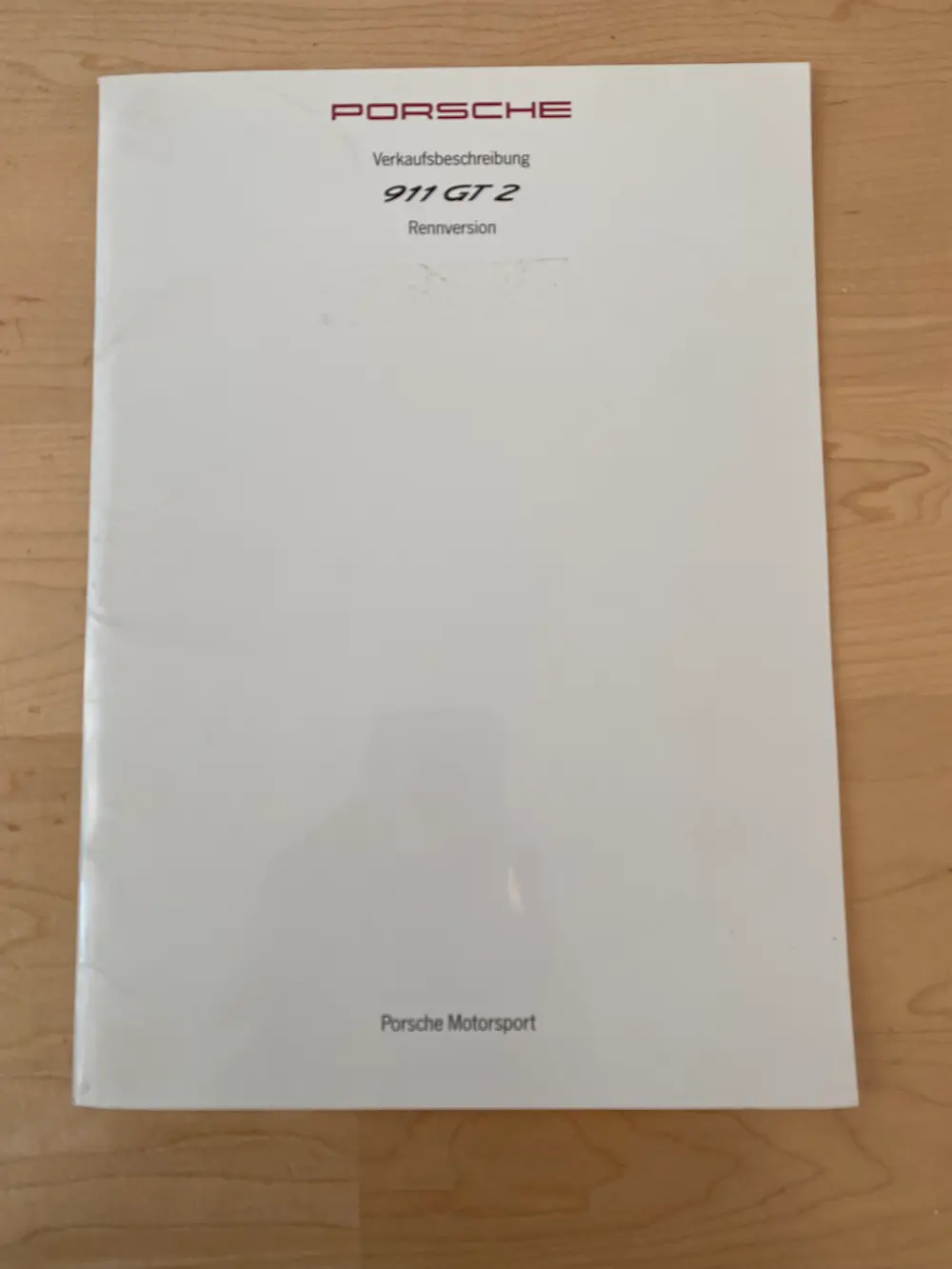 Complete Original Porsche 993 GT2 Owners Manual & Press Release Kit
