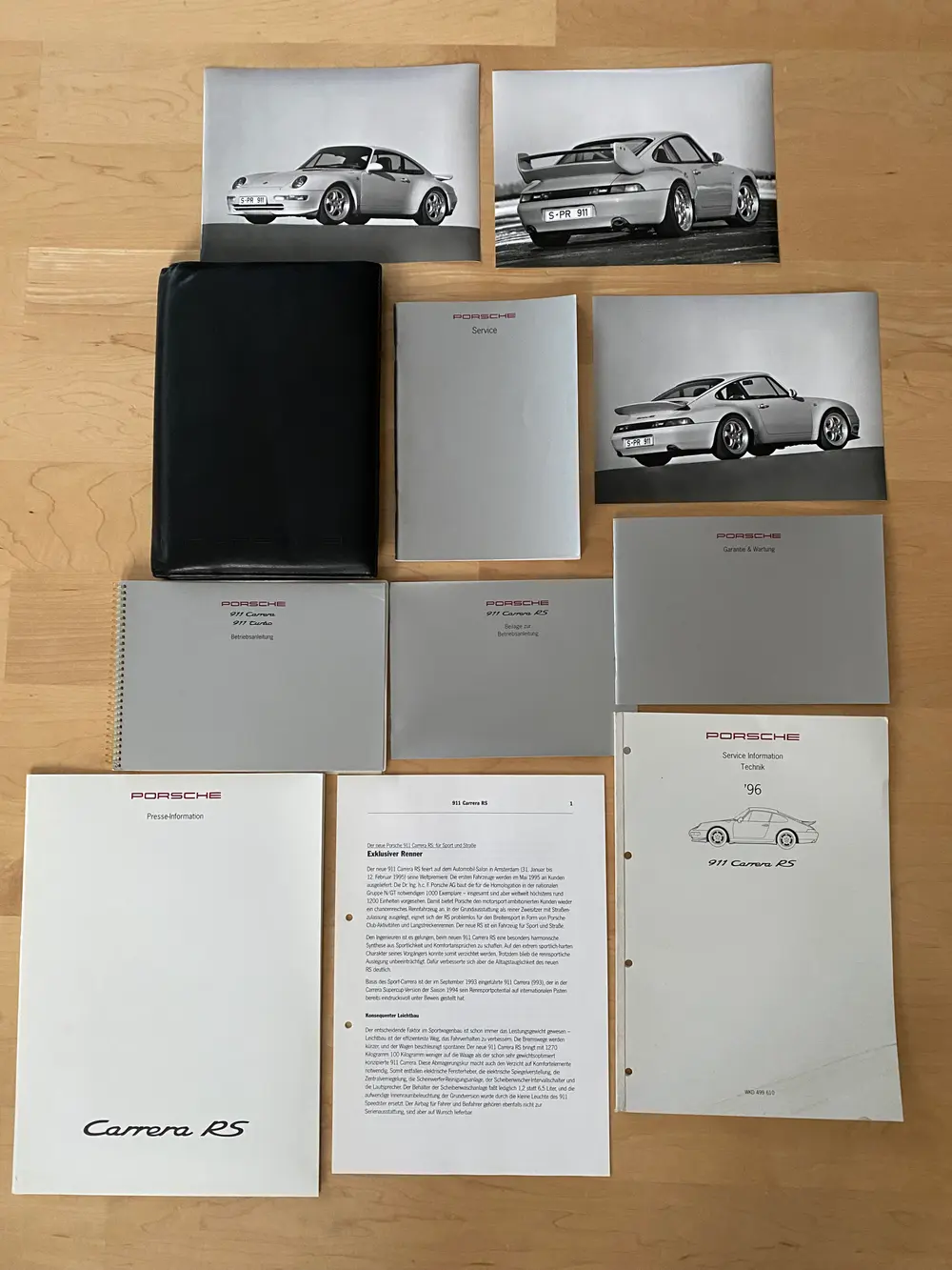 Complete Original Porsche 993 Carrera RS Owners Manual & Press