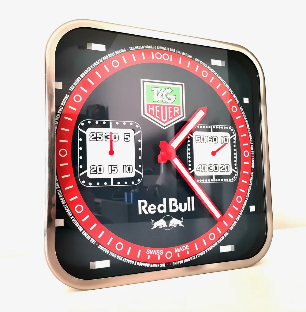 No Reserve TAG Heuer Monaco Red Bull Racing Wall Clock — Sold