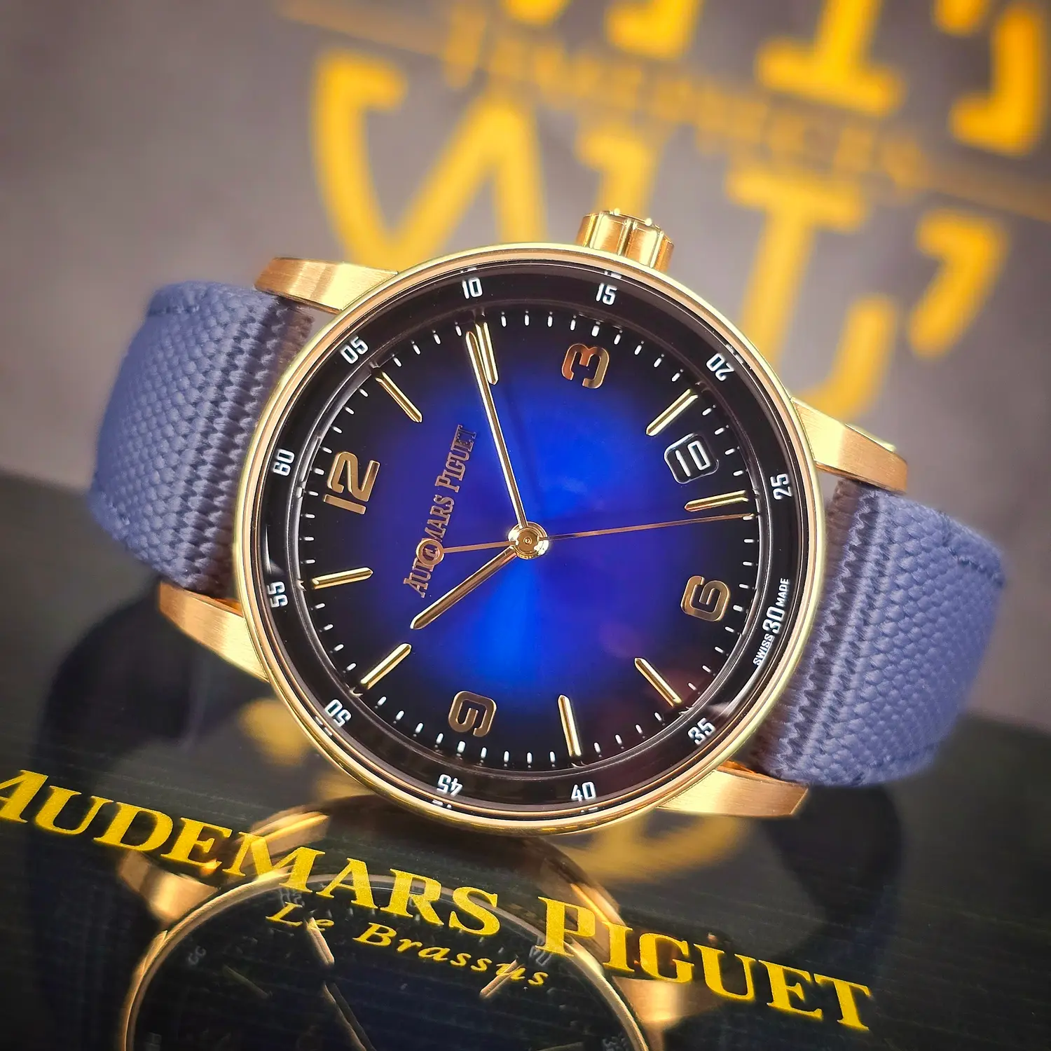 Audemars Piguet Code Smoke Blue Watch Ref 11.59 15210OR Full Set