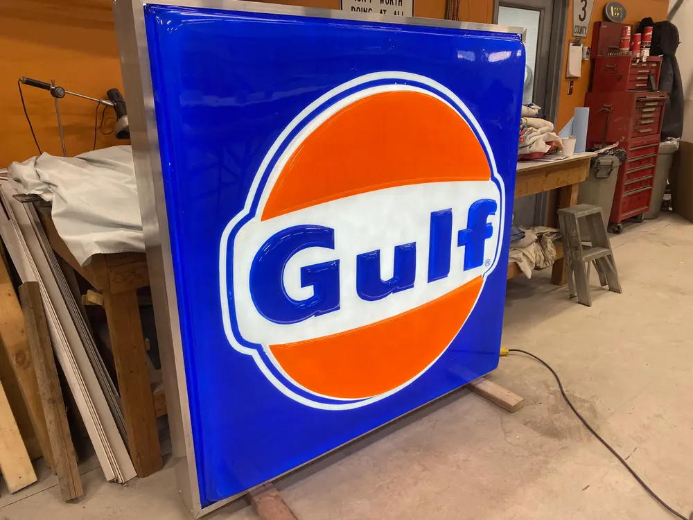 Illuminated Vintage Gulf sign — Auction Ended | PCARMARKET