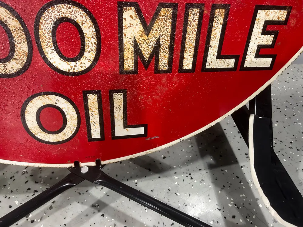 1950's Kendall Oil 'The 2000 Mile Oil' Double Sided Porcelain Sign