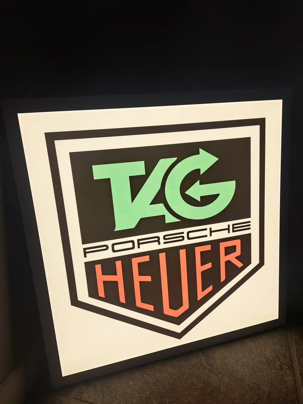 TAG HEUER ロゴプレート used No Reserve Illuminated Tag Heuer Style Sign — Sold | PCARMARKET