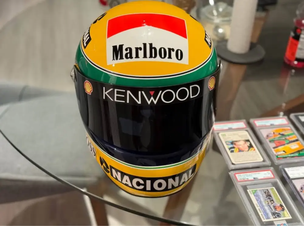 No Reserve Ayrton Senna 1:1 Scale Replica Helmet and PSA Cards — Sold