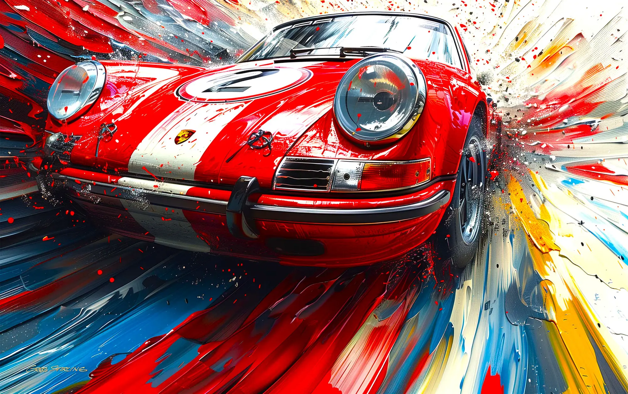 No Reserve Red Porsche 911 #2 Art Work by Greg Stirling — Sold