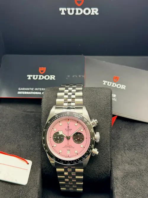 New 2026 Tudor Black Bay Pink Flamingo Chronograph Watch Ref