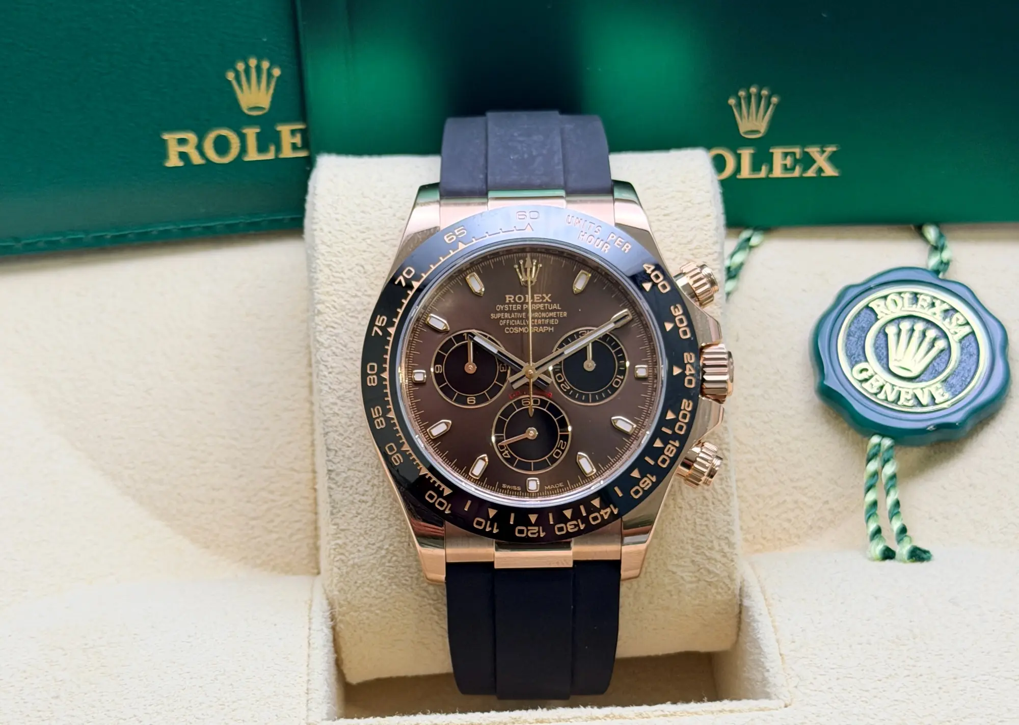 2021 Rolex Daytona Rose Gold Chocolate Brown Dial Oysterflex