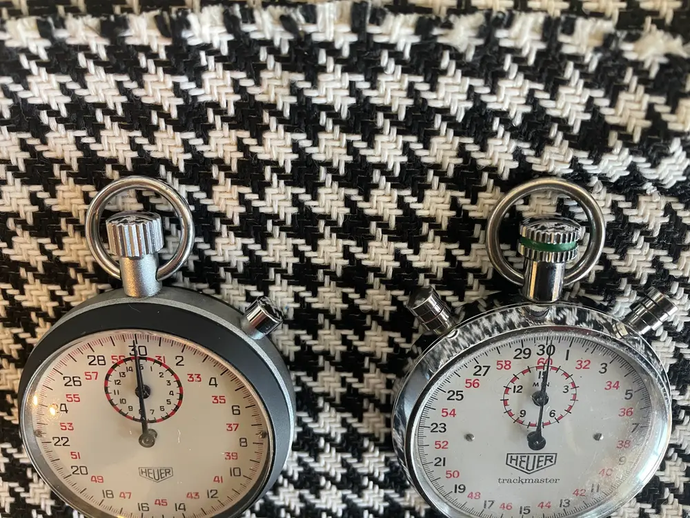 No Reserve Heuer Trackmaster 8032 & 7700 Stopwatch — Sold | PCARMARKET