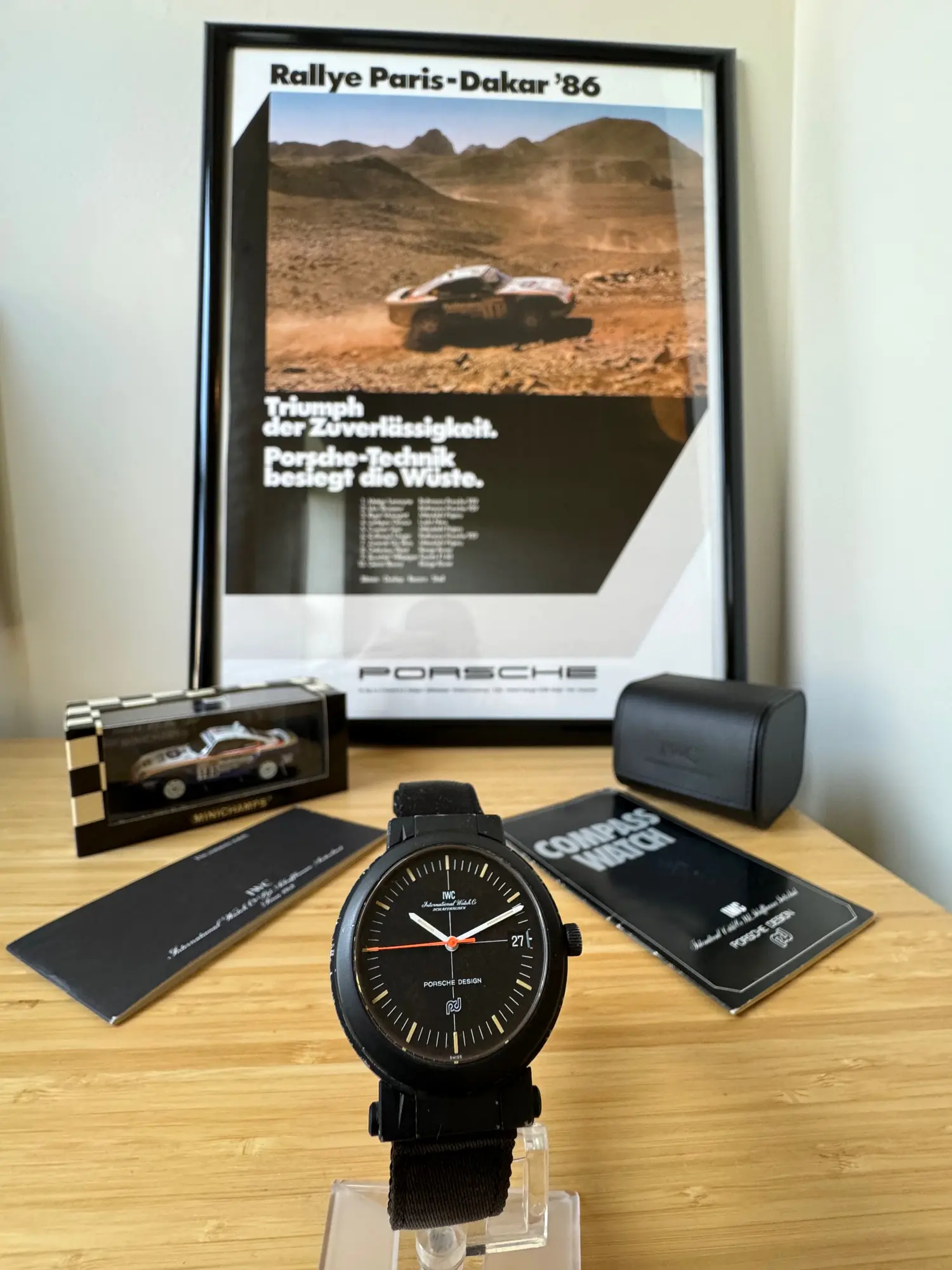 IWC Porsche Design Compass Watch & 1986 Rallye Paris-Dakar Memorabilia