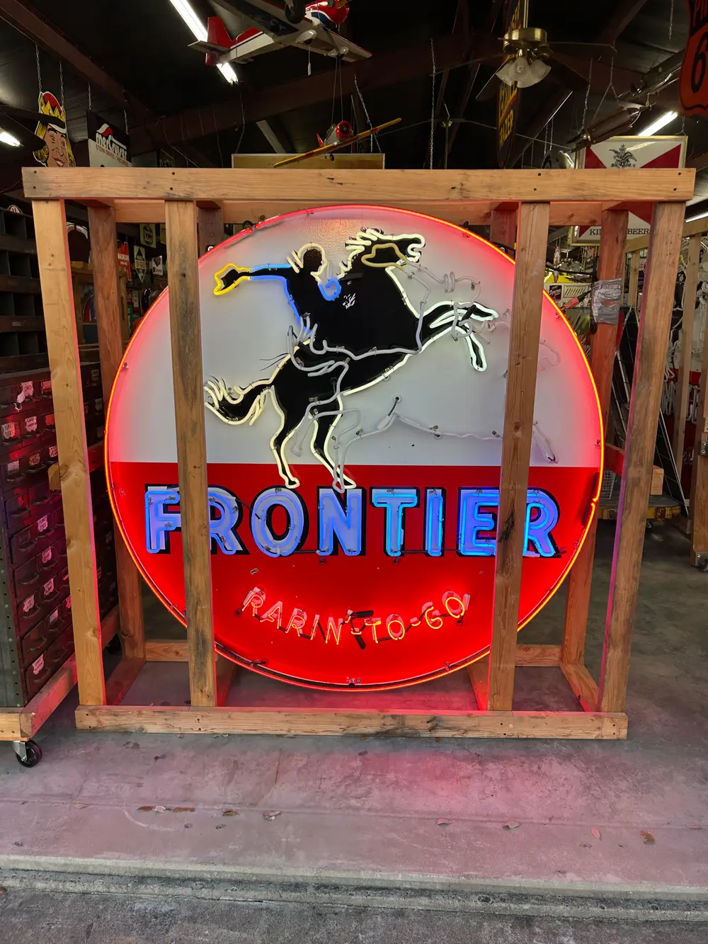 TAC Authenticated Original 1960 Frontier Gas Neon Sign — Auction Ended