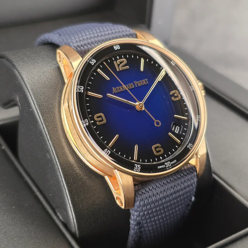 Audemars Piguet Code Smoke Blue Watch Ref 11.59 15210OR Full Set
