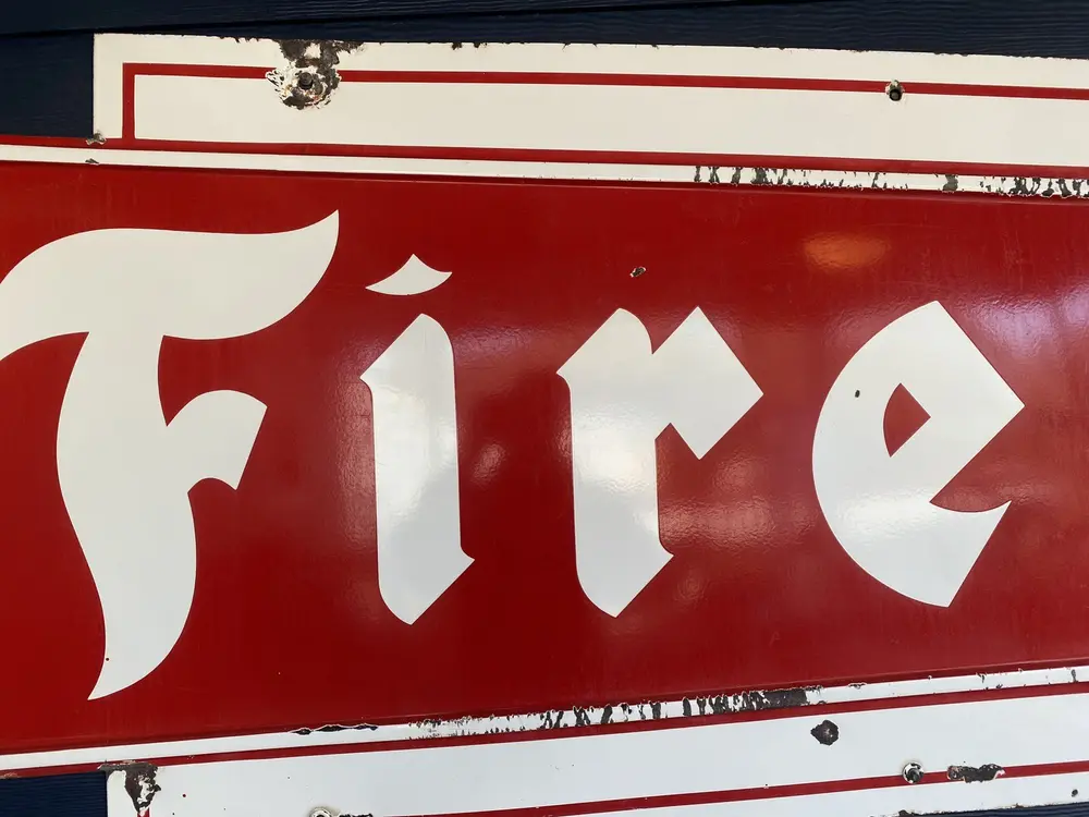 Vintage 1960 Firestone Bowtie Painted Porcelain Sign — Auction Ended