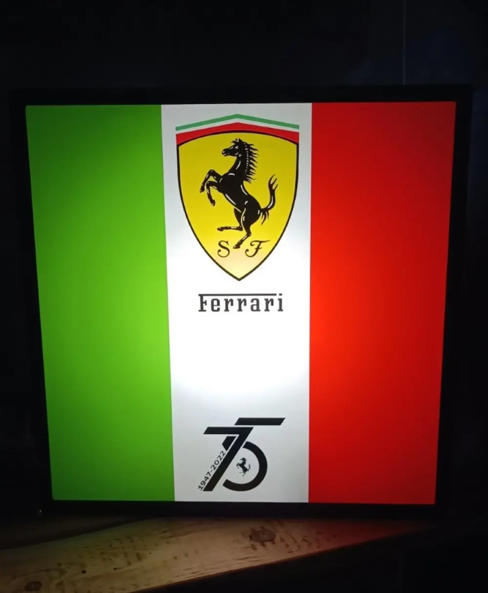 No Reserve Illuminated Ferrari 75th Anniversary Style Sign — Sold