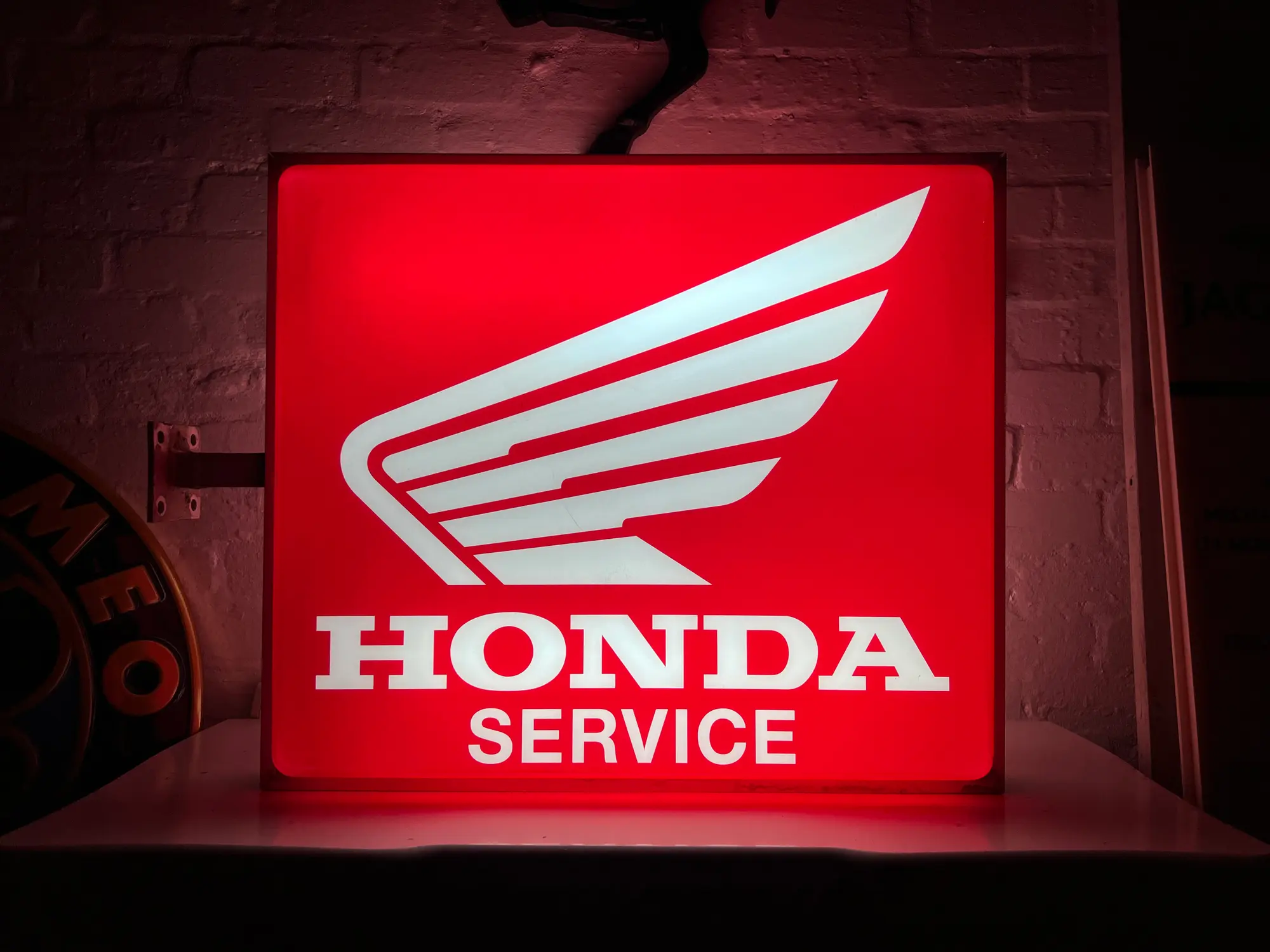 1980's Honda Motorcycle Service Illuminated Dealer Sign