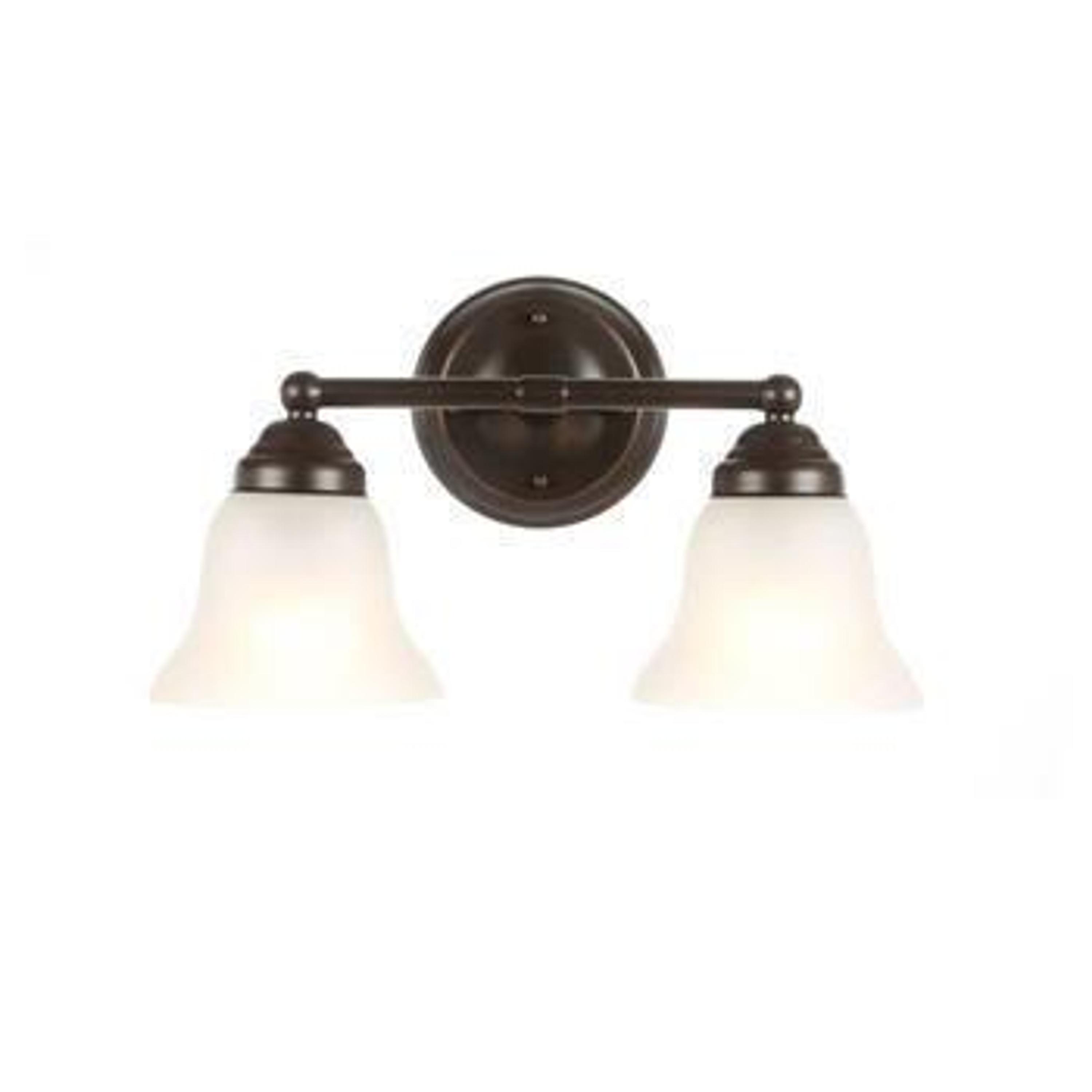 sale-(39) Ashhurst 2-Light Oil Rubbed Bronze Vanity Light with Frosted Glass Shades