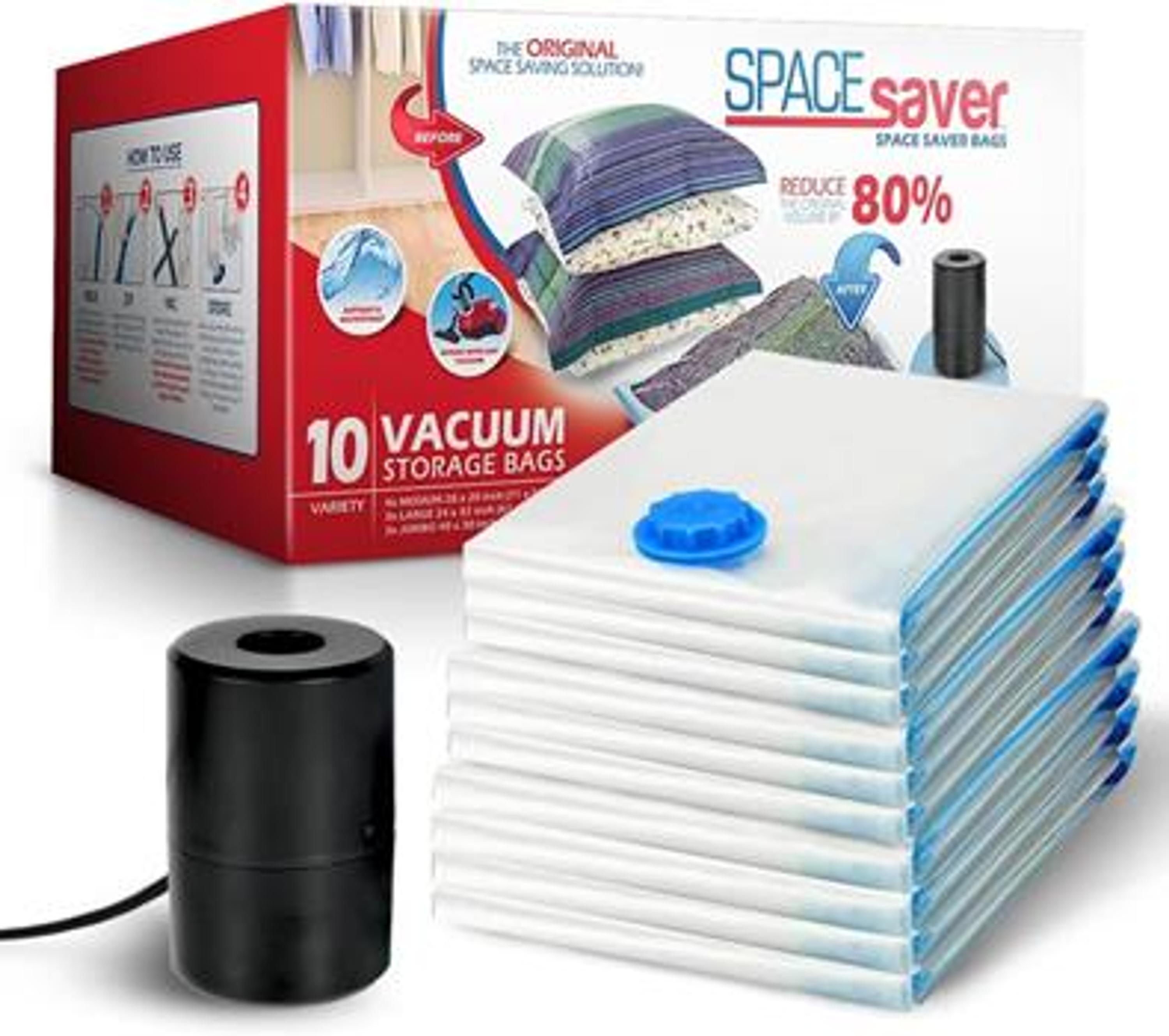 sale-(41) 10 Pack Variety Vacuum Storage Bags for Comforters, Blankets & Clothes Vacuum Sealed Compression Bags with Electric Pump Space Saver Storage Bags for Bedding, Travel & Organization (4M, 3L, 3XL)