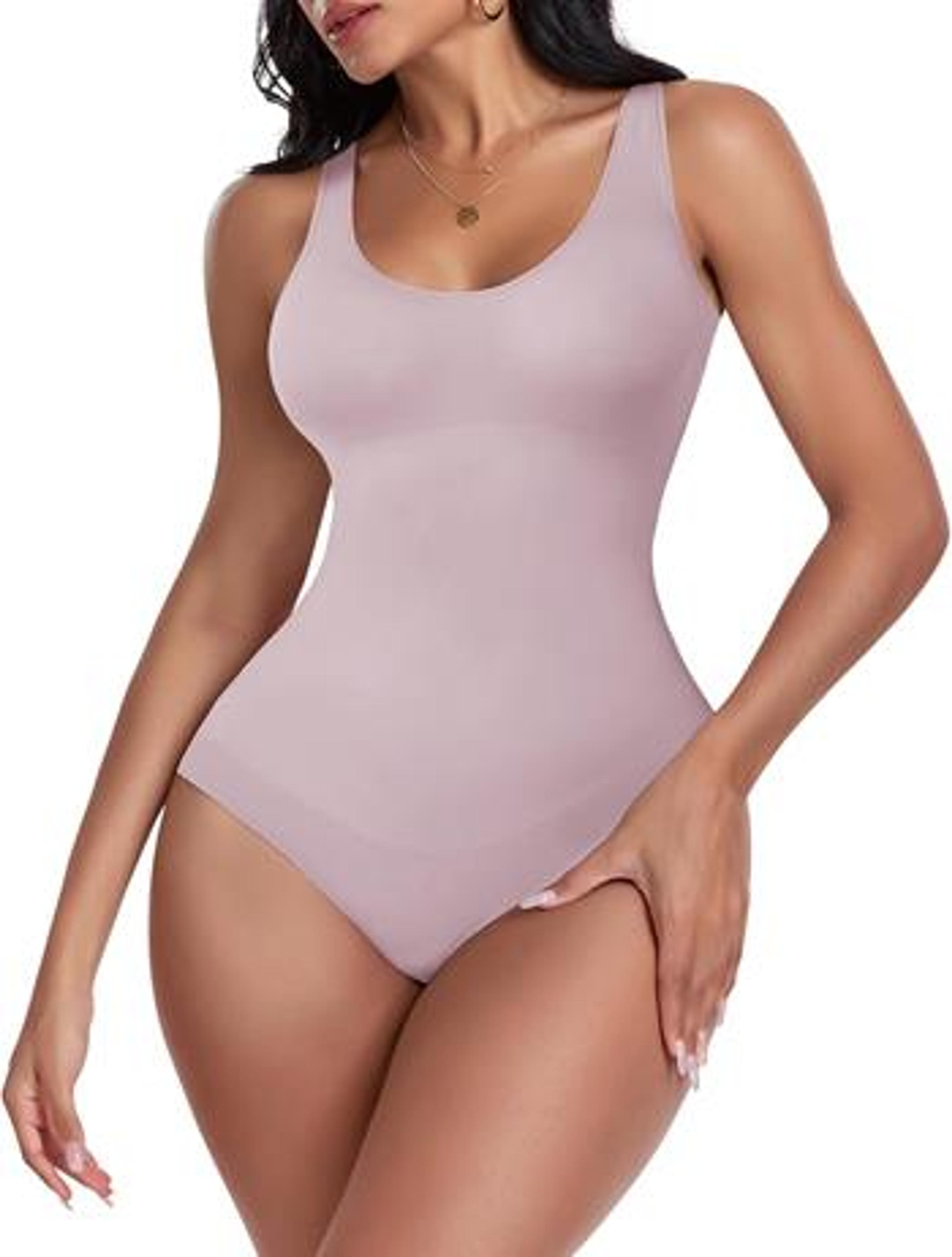 sale-(52) KIKIMINK Shapewear Bodysuit for Women Tummy Control U Neck Tank Tops Thong Seamless Body Shaper - Purple XS/S