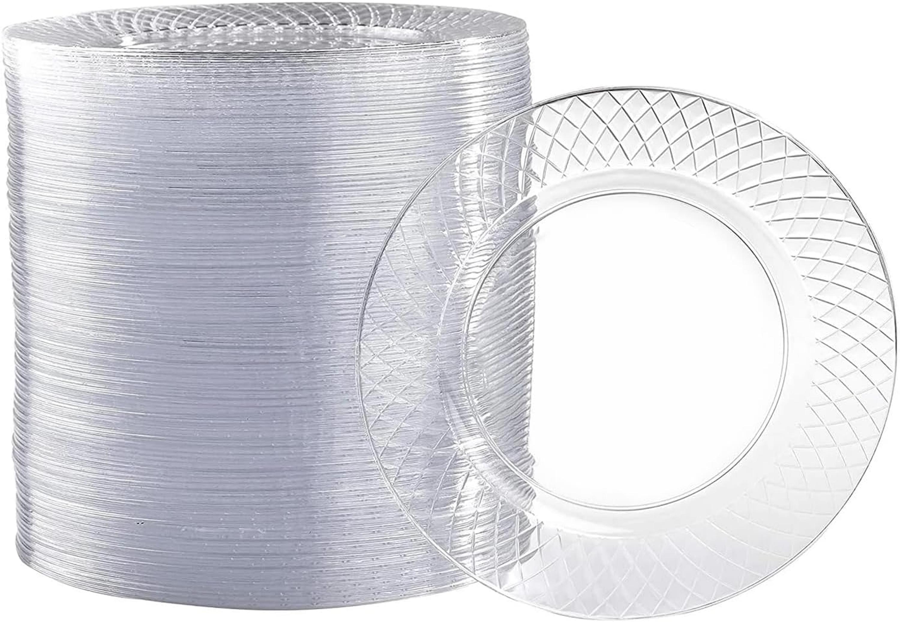 sale-(46) Prestee 100 Pack Clear Plastic Plates for Party - 6.25 Inch Small Round Dessert Plate and Appetizer Platter - Heavy Duty Disposable Plastic Plates for Parties, Weddings, Caterings and Events