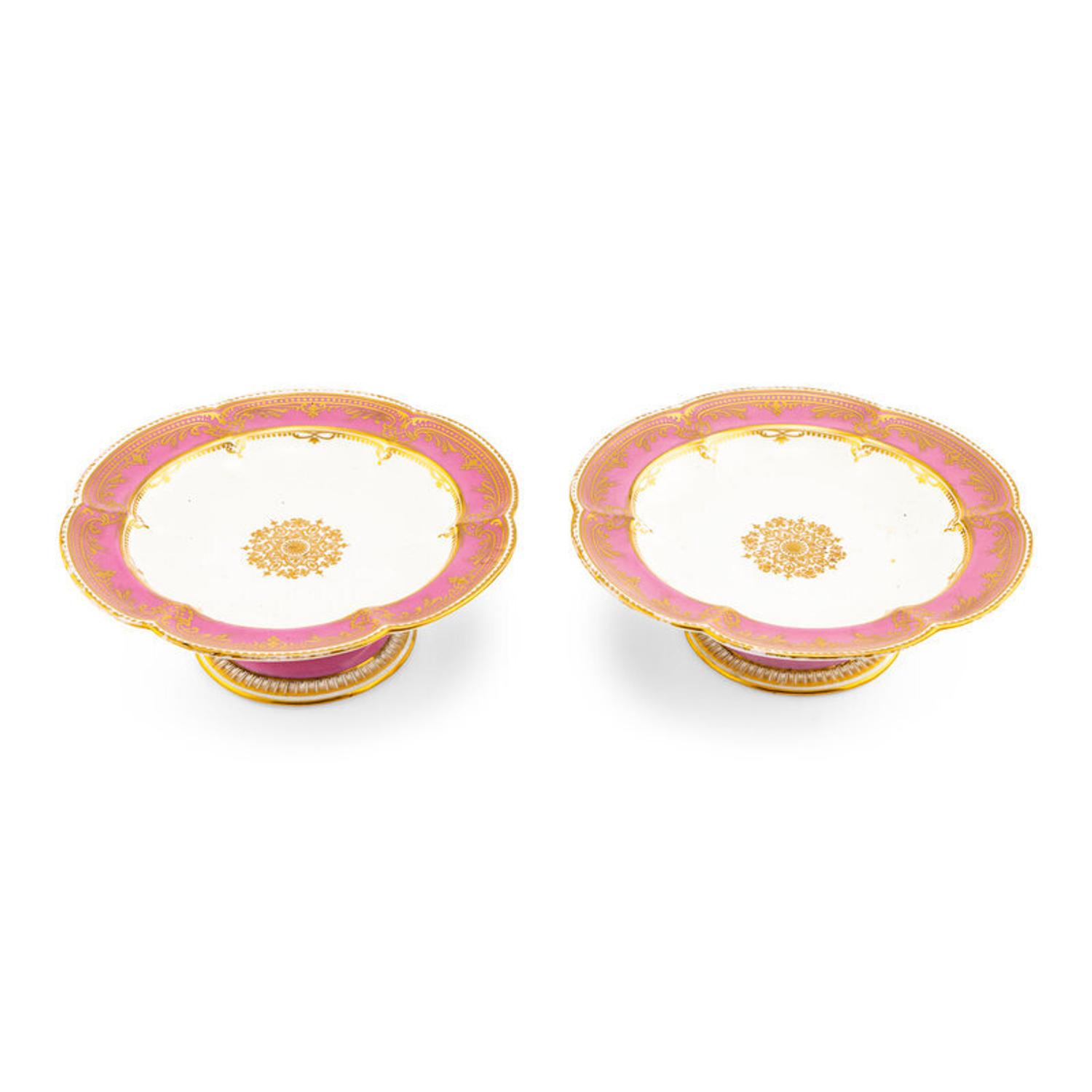 A Pair of Coalport Porcelain Dessert Stands