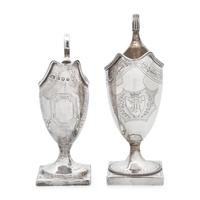 Two George III Engraved Silver Creamers and a Sugar Basket
