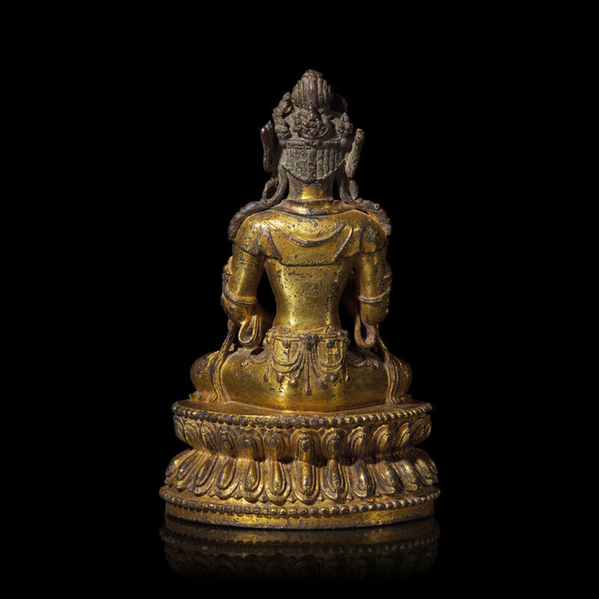 A Chinese Gilt Bronze Figure of a Seated Bodhisattva, Ming Dynasty, 15th Century 明 銅鎏金菩薩坐像